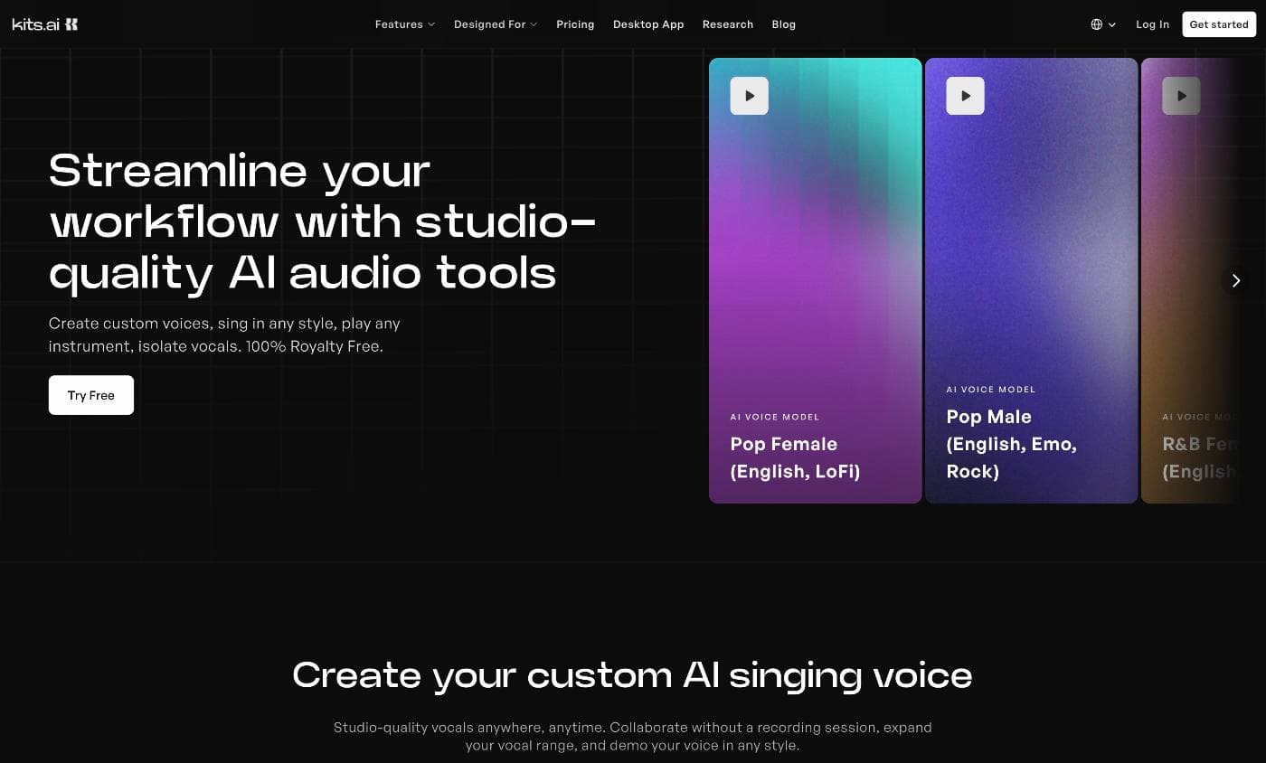 Kits.ai's web interface