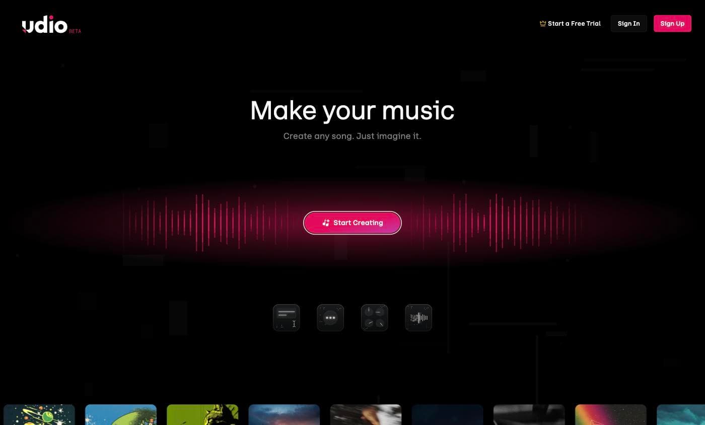 Udio's web interface