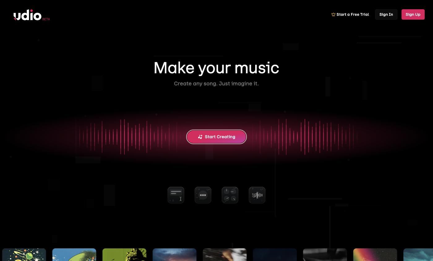 Udio's web interface